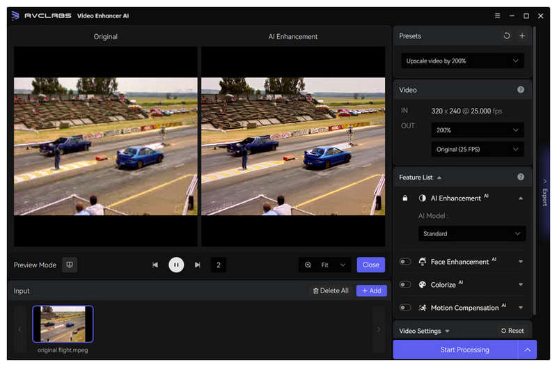 Avclabs Video Enhancer Interface