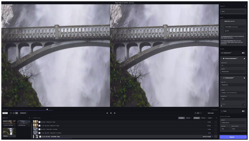 Topaz Video Enhance Interface