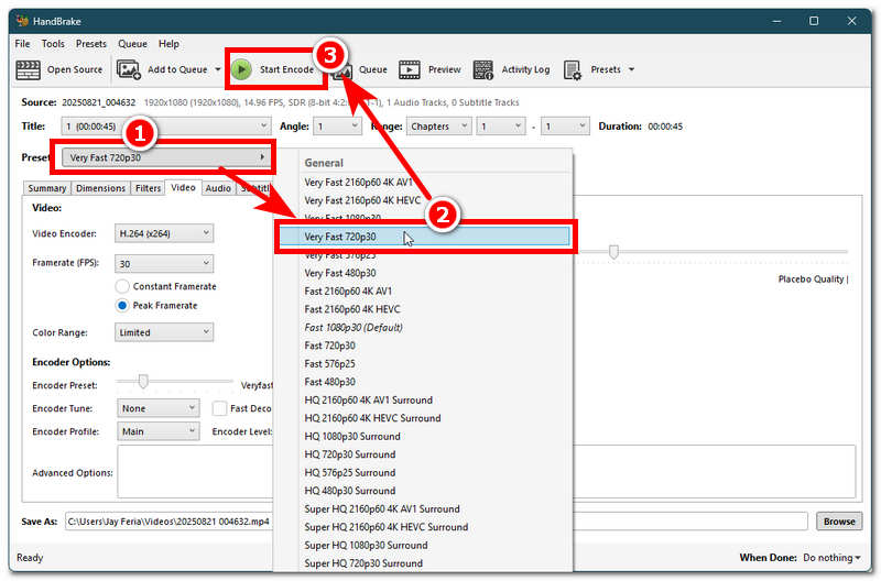 Change Preset Then Start Encode