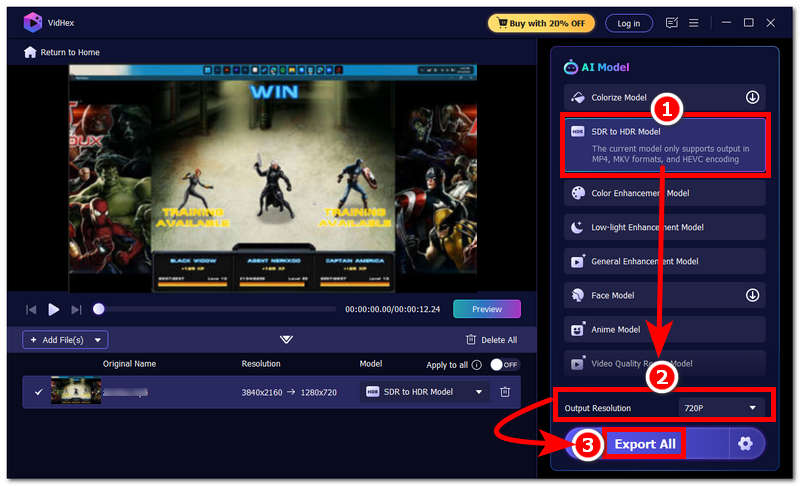 Click Export All Button
