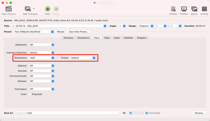 Deinterlace Video Using Handbrake