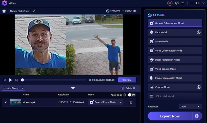 Vidhex Enhance Blurry Face Security Footage