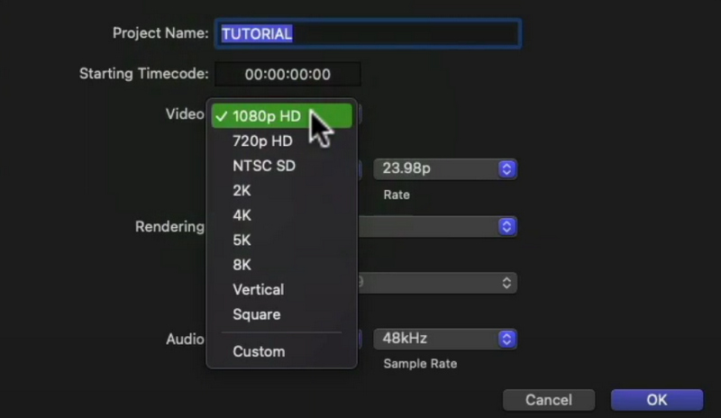 Final Cut Pro Change Video Format