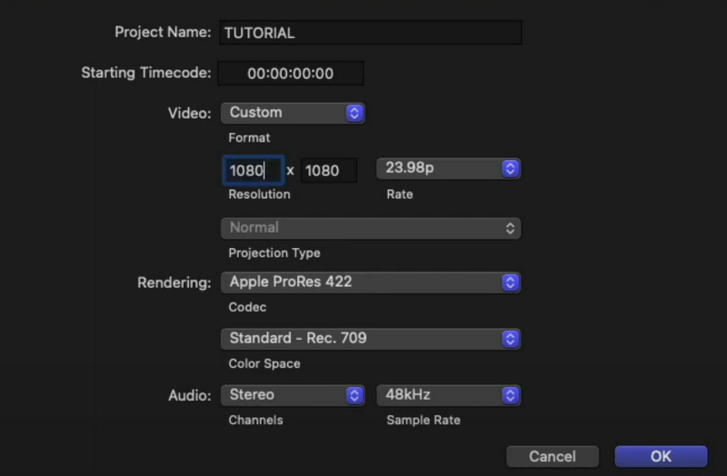 Final Cut Pro Change Video Resolution Custom