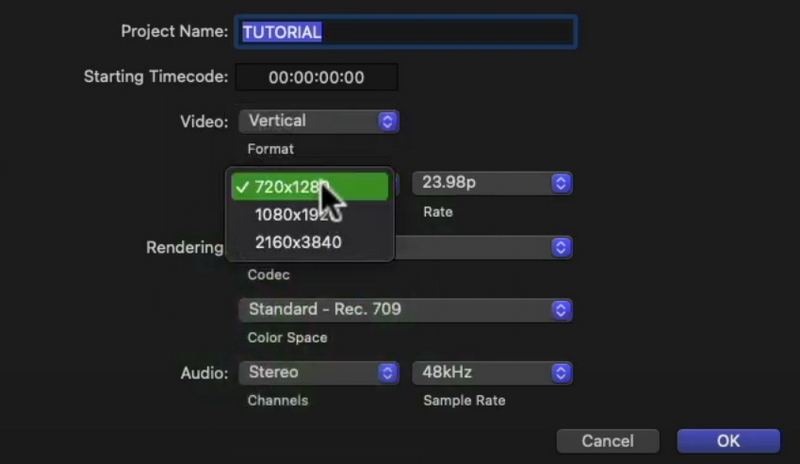 Final Cut Pro Change Video Resolution Vertical