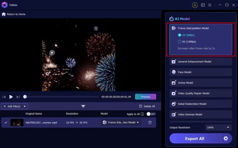 Vidhex Frame Interpolation Features