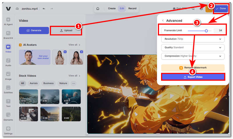 Adjust Framerate Limit Then Export