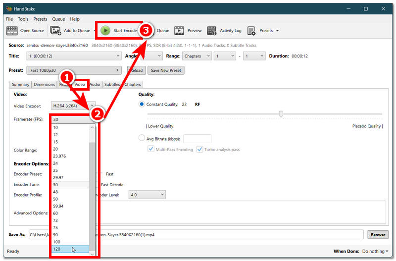 Select Fps Then Start Encode