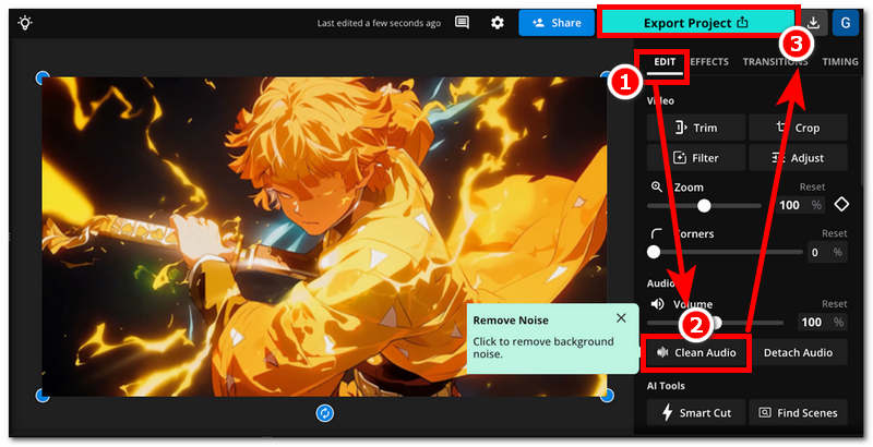 Clean Audio Then Export Project