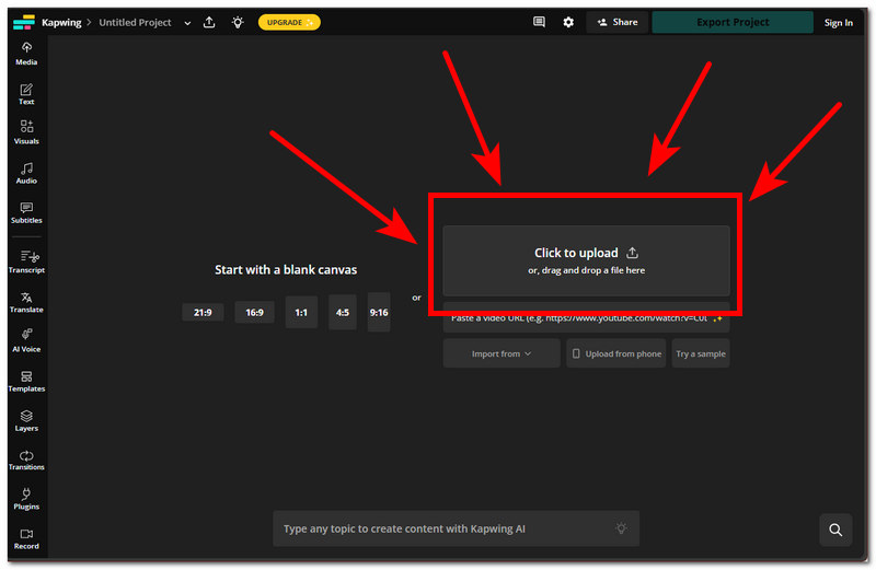 Open Tool And Upload Video