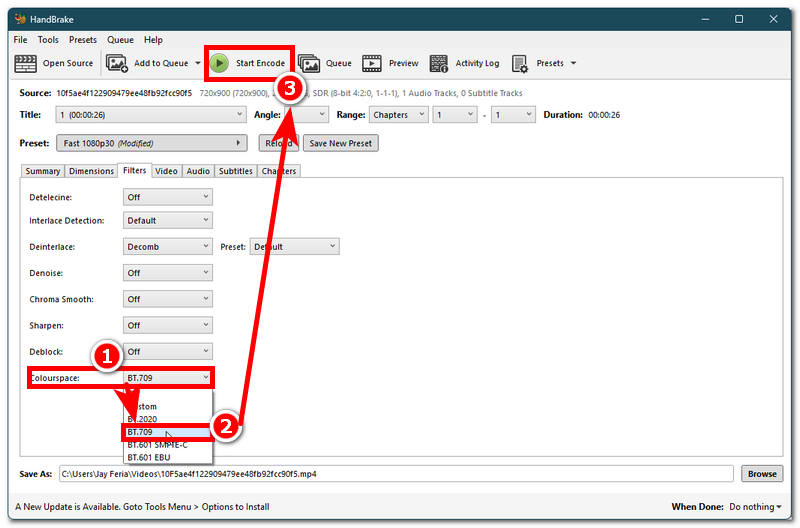 Set Colourspace Then Encode