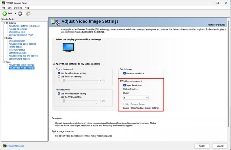 Enable Nvidia To Improve Video Quality