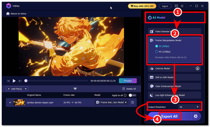 Select Frame Interpolation Then Export