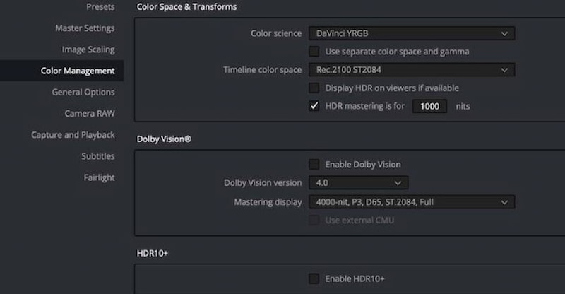 Davinciresolve Color Managemnet Setting Feature