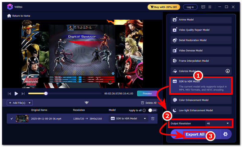 Select Sdr to HDR Model