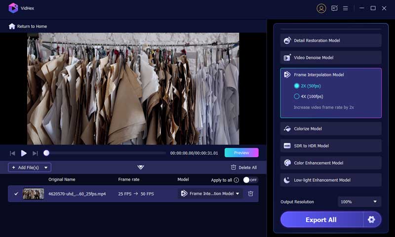 Vidhex Frame Interpolaration Feature