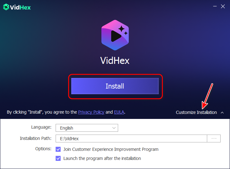 Vidhex Install Panel