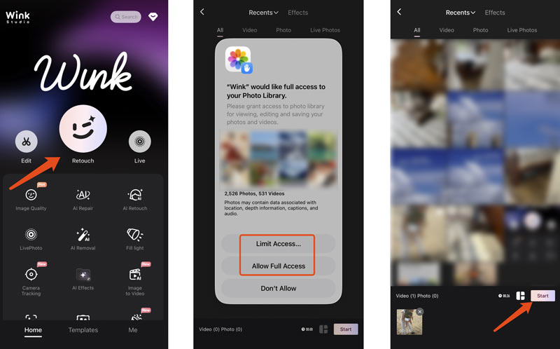 Open Wink AI Video Enhancer Editor App Android