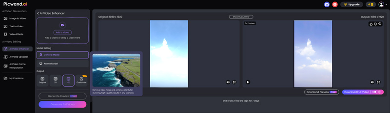Picwand AI Video Enhancer Color Corrector