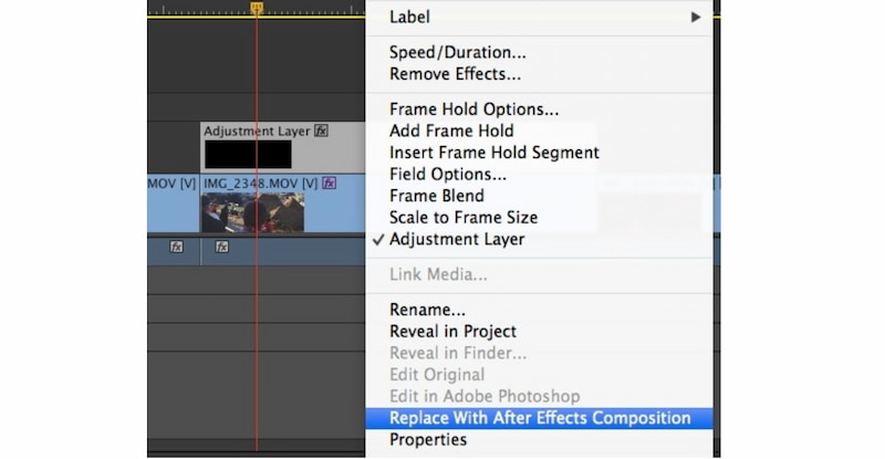 Premiere Replace With After Effects Composition