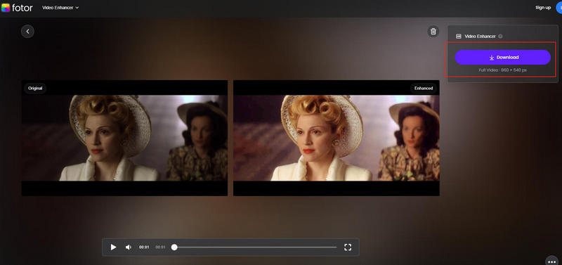 Save Enhanced Video Fotor