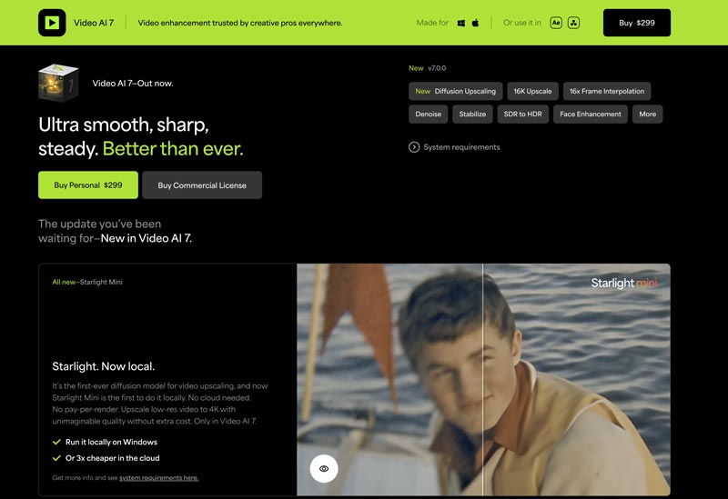 Topaz Video AI Startlight Upscaling