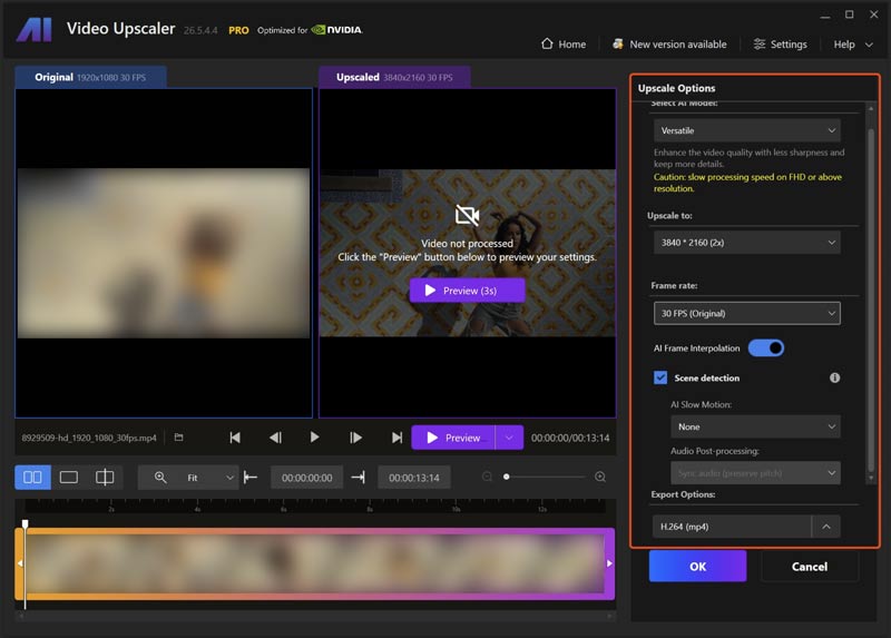 Use Nero AI Uideo Upscaler