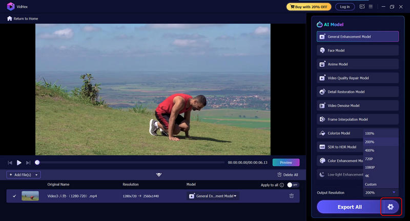 Vidhex Set Output Settings