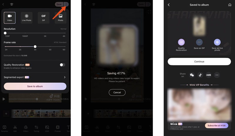 Wink Save Enhanced Video